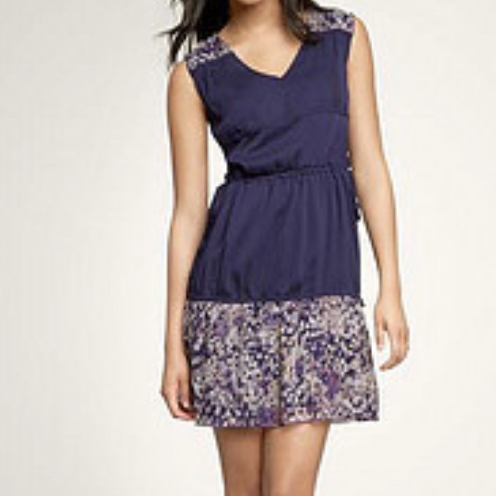 GAP Floral Print Sleeveless V-Neck Mini Dress Navy Blue - Size 0‎
